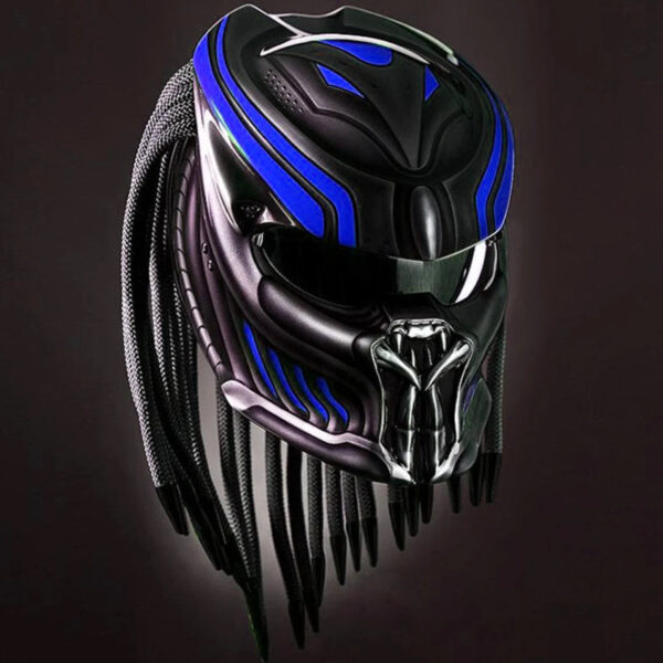 Helmet Predator Motorcycle Air Brushing Fangs Blue Graphic