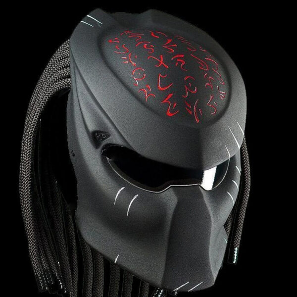 Predator Motorcycle Helmet Black Blood Style