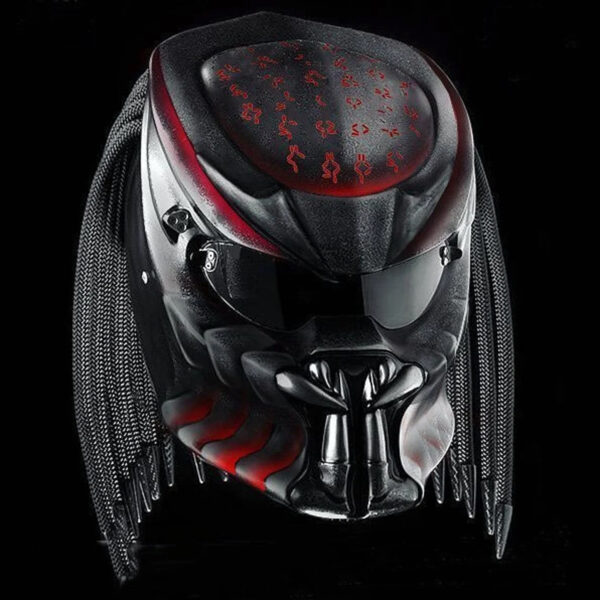 Custom Predator Motorcycle Helmet Black Red Matte