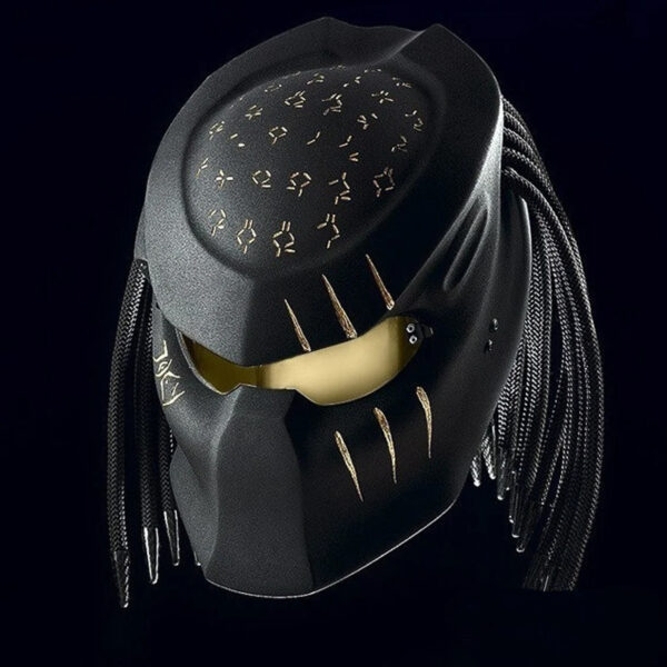 Custom Helmet Predator Motorcycle Crack Gold Curving