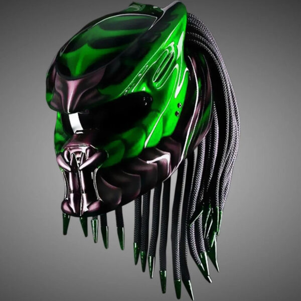 Custom Predator Motorcycle Helmet Green Water