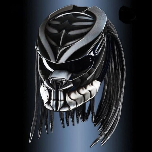 Predator Motorcycle Helmet Had Painted Black White Shark