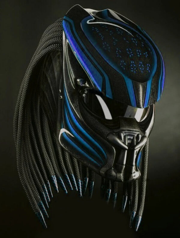 Custom Helmet Predator Motorcycle Had Painted Blue Lava