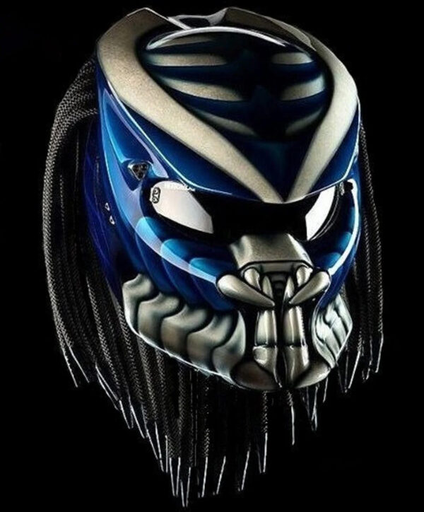 Custom Helmet Predator Motorcycle Had Painted Blue White Shark