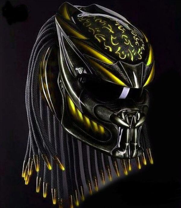 Predator Motorcycle Helmet Had Painted Fire Yellow