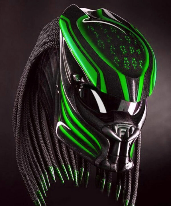 Predator Motorcycle Helmet Had Painted Green Lava