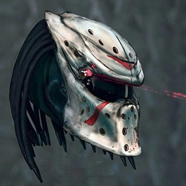 Predator Motorcycle Helmet Had Painted Jason Mask Style