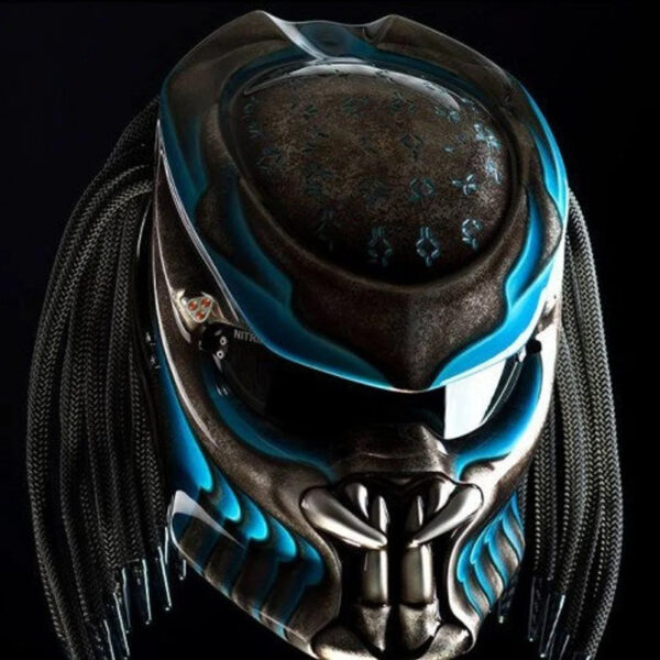 Had Painted Light Blue Water Custom Helmet Predator Motorcycle