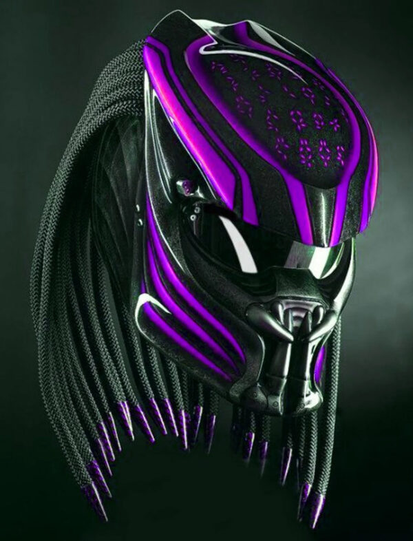 Predator Motorcycle Helmet Had Painted Purple Lava