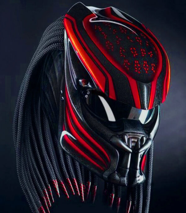 Helmet Had Painted Red Lava Predator Motorcycle