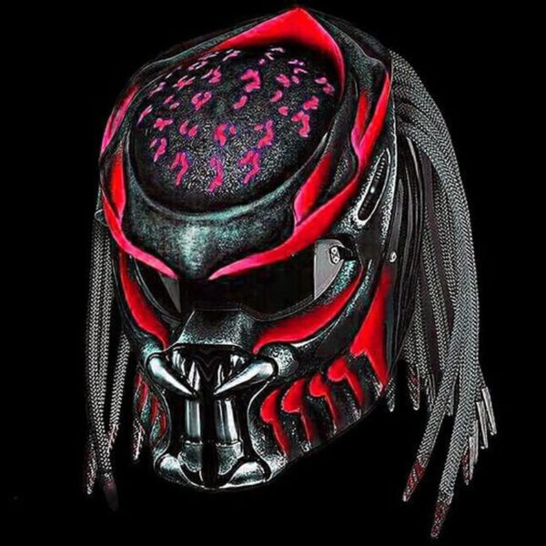 Custom Helmet Predator Motorcycle Had Painted Red Water