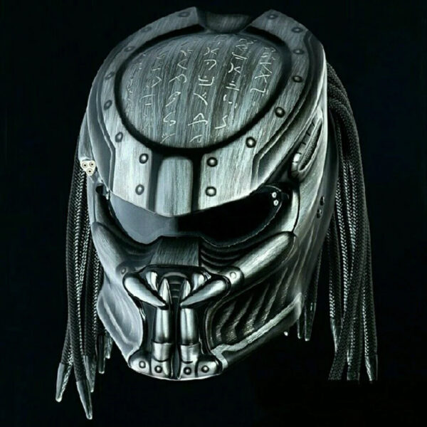 Helmet Had Painted Silver Bamboo Custom Predator Motorcycle