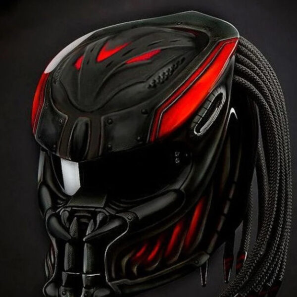 Custom Predator Motorcycle Helmet Lava Red Matte