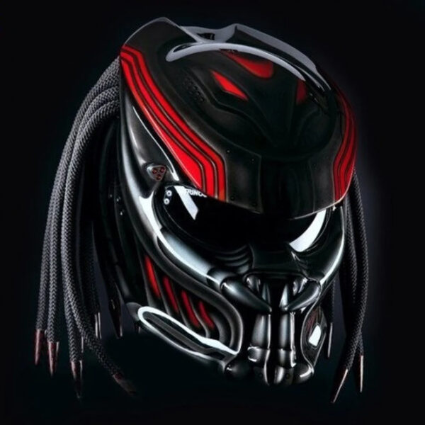 Predator Motorcycle Helmet Red Graphic