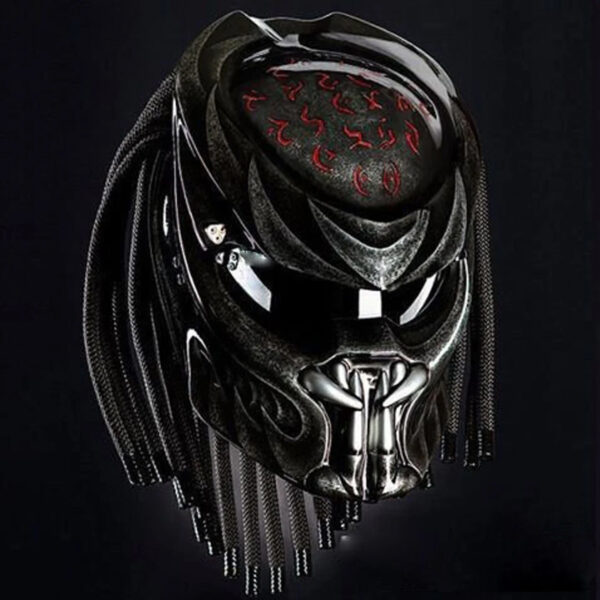 Custom Helmet Predator Motorcycle Red Text