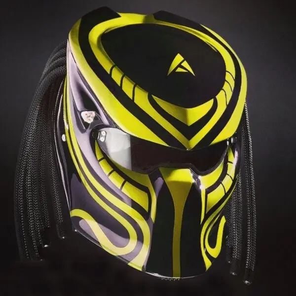 Predator Custom Motorcycle Helmet Yellow Line