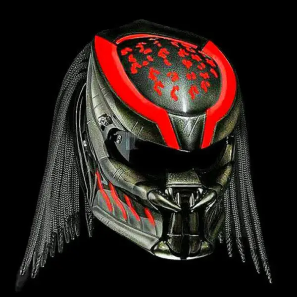 Custom Helmet Predator Motorcycle Had Painted King Red