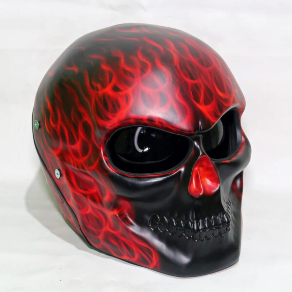 Predator Skull Motorcycle Helmet Motive Red Fire Handmade - Image 2