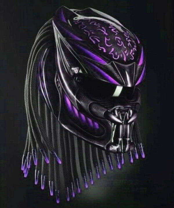 Predator Motorcycle Helmet Had Painted Fire Purple