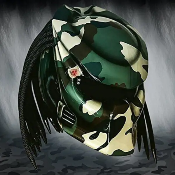 Motorcycle Predator Helmet Had Painted Green Army Style