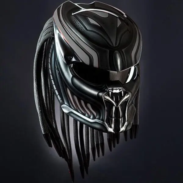 Helmet Predator Motorcycle Air Brushing Fangs Grey Graphic