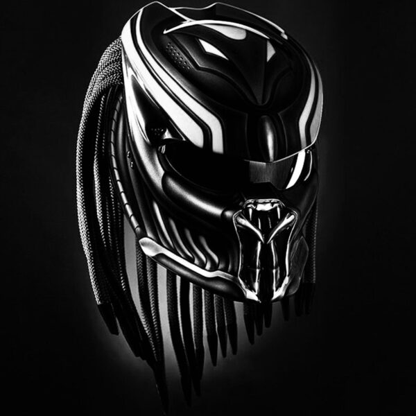 Predator Motorcycle Helmet Air Brushing Fangs White Graphic