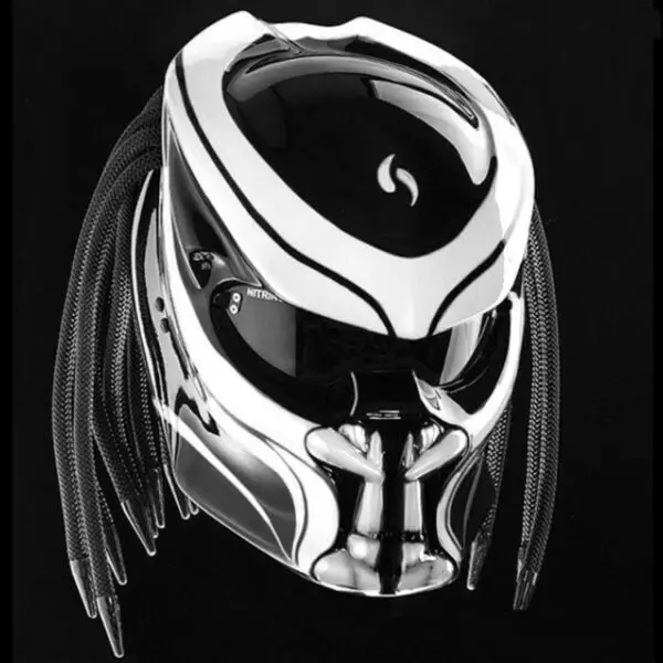 Custom Predator Motorcycle Helmet White Classic