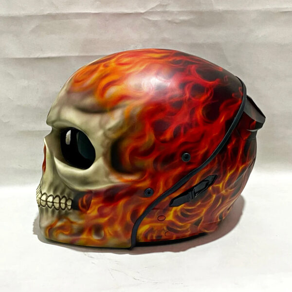 Custom Skull Motorcycle Helmet Original Fire Style Handmade - Image 3