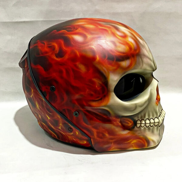 Custom Skull Motorcycle Helmet Original Fire Style Handmade - Image 2