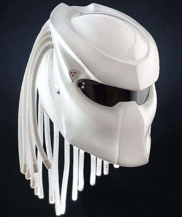 Predator Motorcycle Helmet Custom Full White Gloss