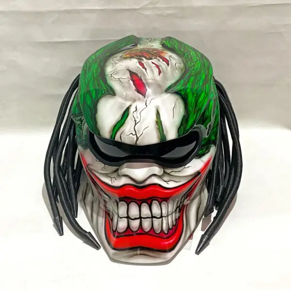 Predator Motorcycle Helmet Joker Face Smile Airbursh Style