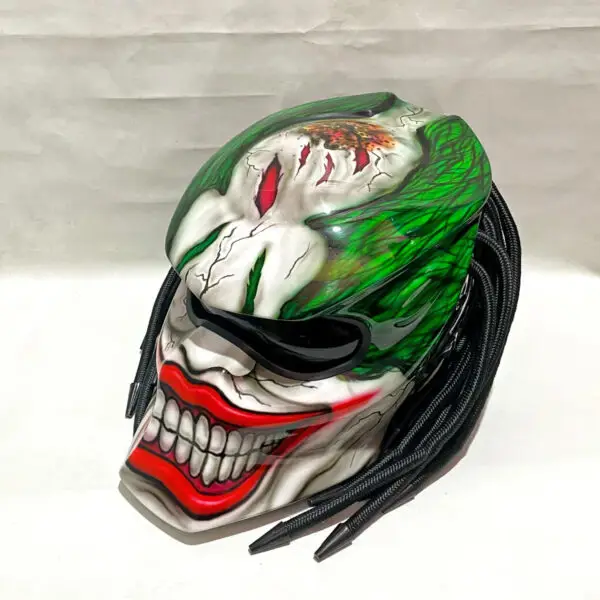 Predator Motorcycle Helmet Joker Face Smile Airbursh Style - Image 3